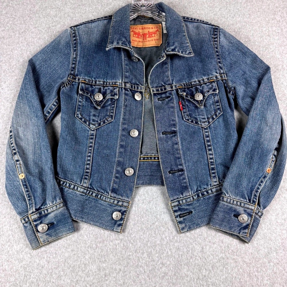 Levi's Type 1 Iconic Denim Jacket Womens S Y2K Western Cropped Trucker Blue